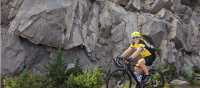Pedaling by the volcanic landscapes of McKenzie Pass!