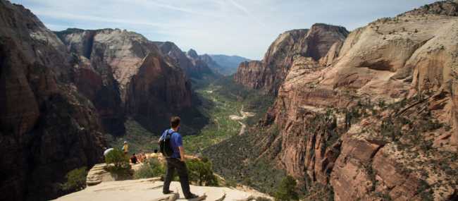 View from top of Angels Landing at Zion National Park | ©VisittheUSA.com